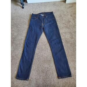 Nudie Jeans Dark Wash Size 29 X 30 Blue 100% Organic Cotton Great Cond.